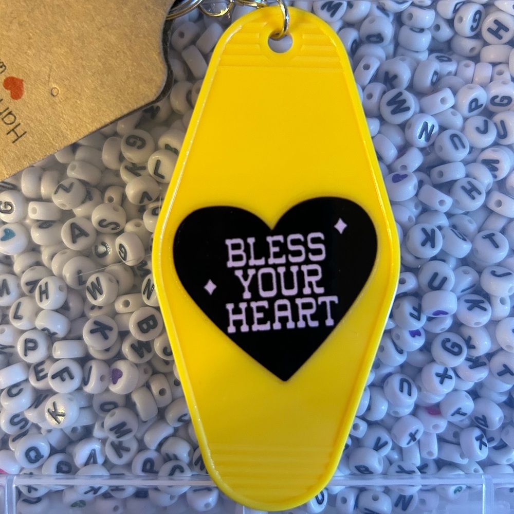 Bless your heart 😘 keychain - yellow